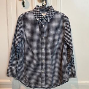 Boys navy check button down shirt size 6-7